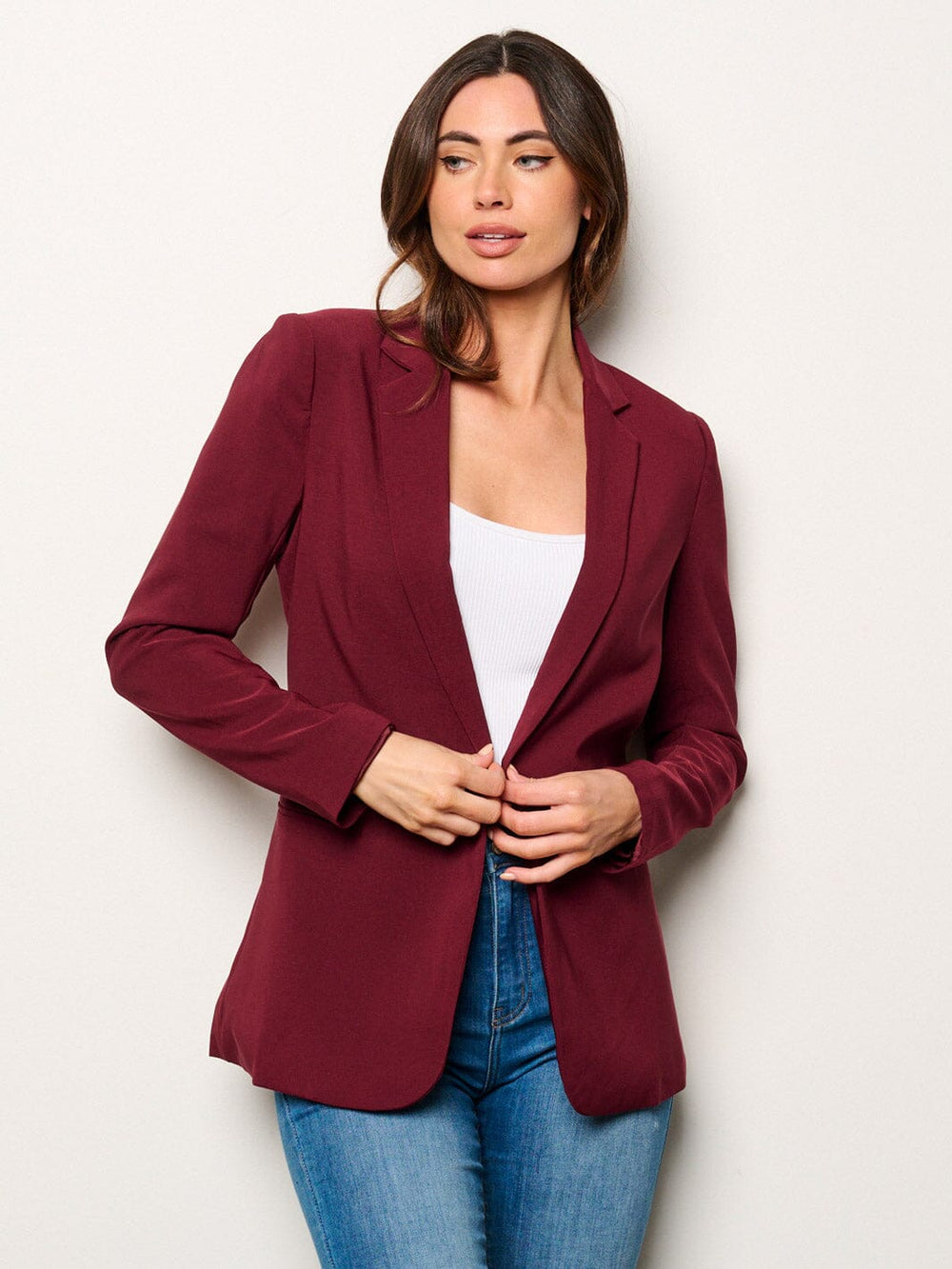 WOMEN'S LONG SLEEVES BUTTON CLOSURE POCKETS BLAZER (Copy)