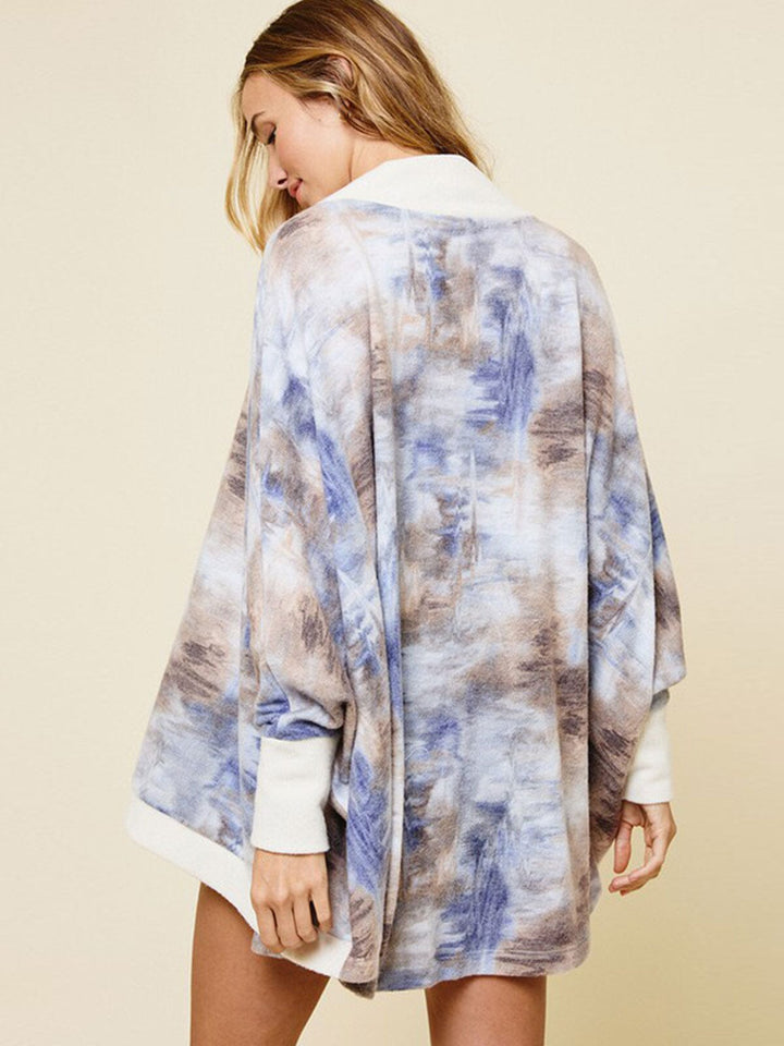 WOMEN'S LONG SLEEVE OPEN FRONT TIE DYE CARDIGAN