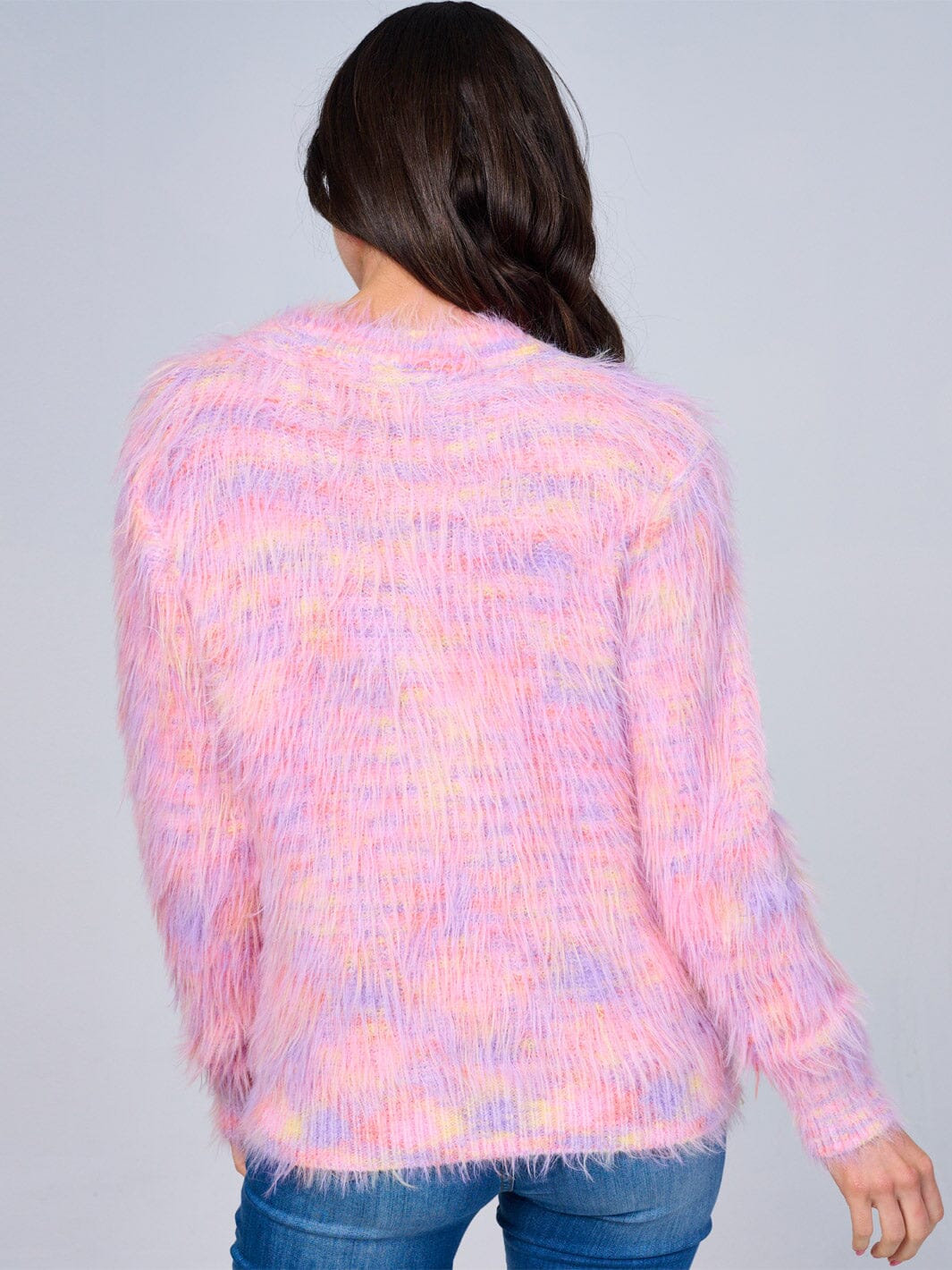 WOMEN'S LONG SLEEVE FUZZY MULTI PULLOVER SWEATER
