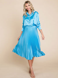 WOMEN'S ZIPPER CLOSURE PLEATED MIDI SKIRT