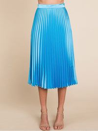 WOMEN'S ZIPPER CLOSURE PLEATED MIDI SKIRT