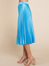 WOMEN'S ZIPPER CLOSURE PLEATED MIDI SKIRT