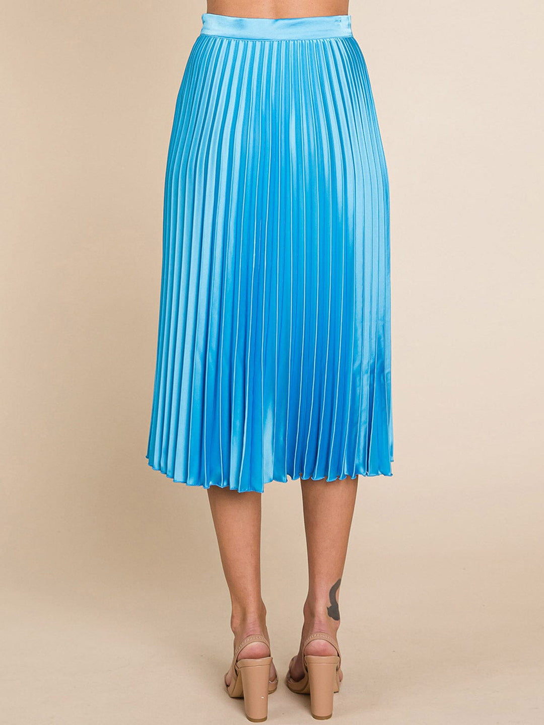 WOMEN'S ZIPPER CLOSURE PLEATED MIDI SKIRT