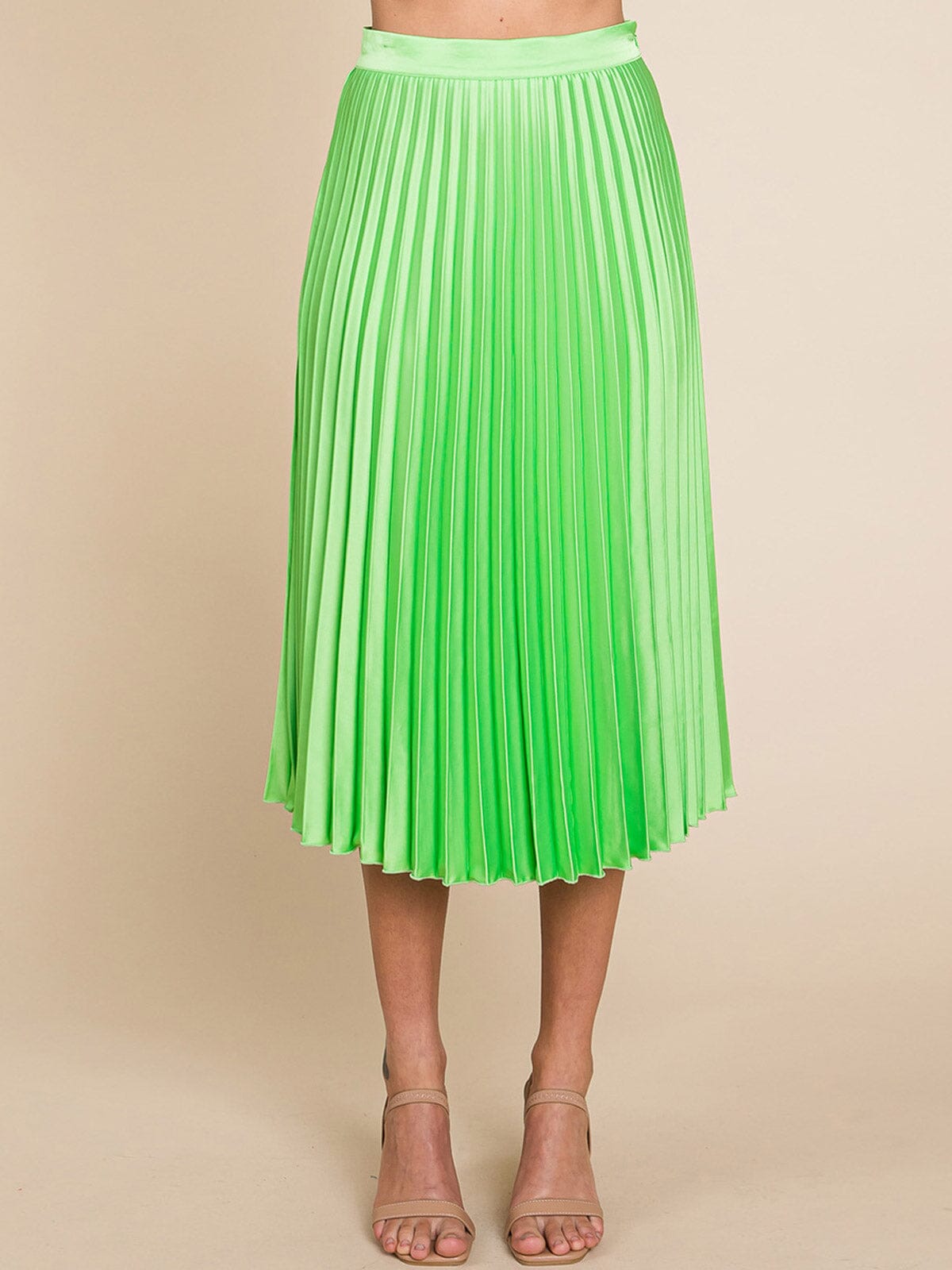 WOMEN'S ZIPPER CLOSURE PLEATED MIDI SKIRT