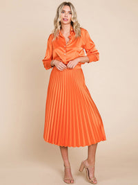 WOMEN'S ZIPPER CLOSURE PLEATED MIDI SKIRT