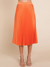 WOMEN'S ZIPPER CLOSURE PLEATED MIDI SKIRT
