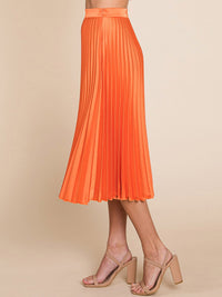 WOMEN'S ZIPPER CLOSURE PLEATED MIDI SKIRT