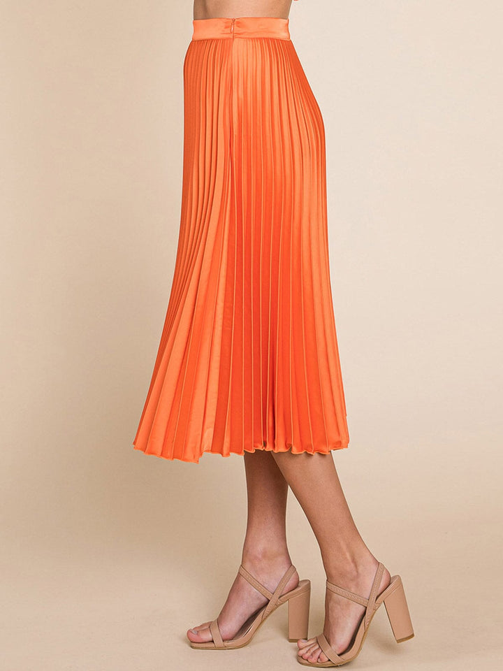 WOMEN'S ZIPPER CLOSURE PLEATED MIDI SKIRT
