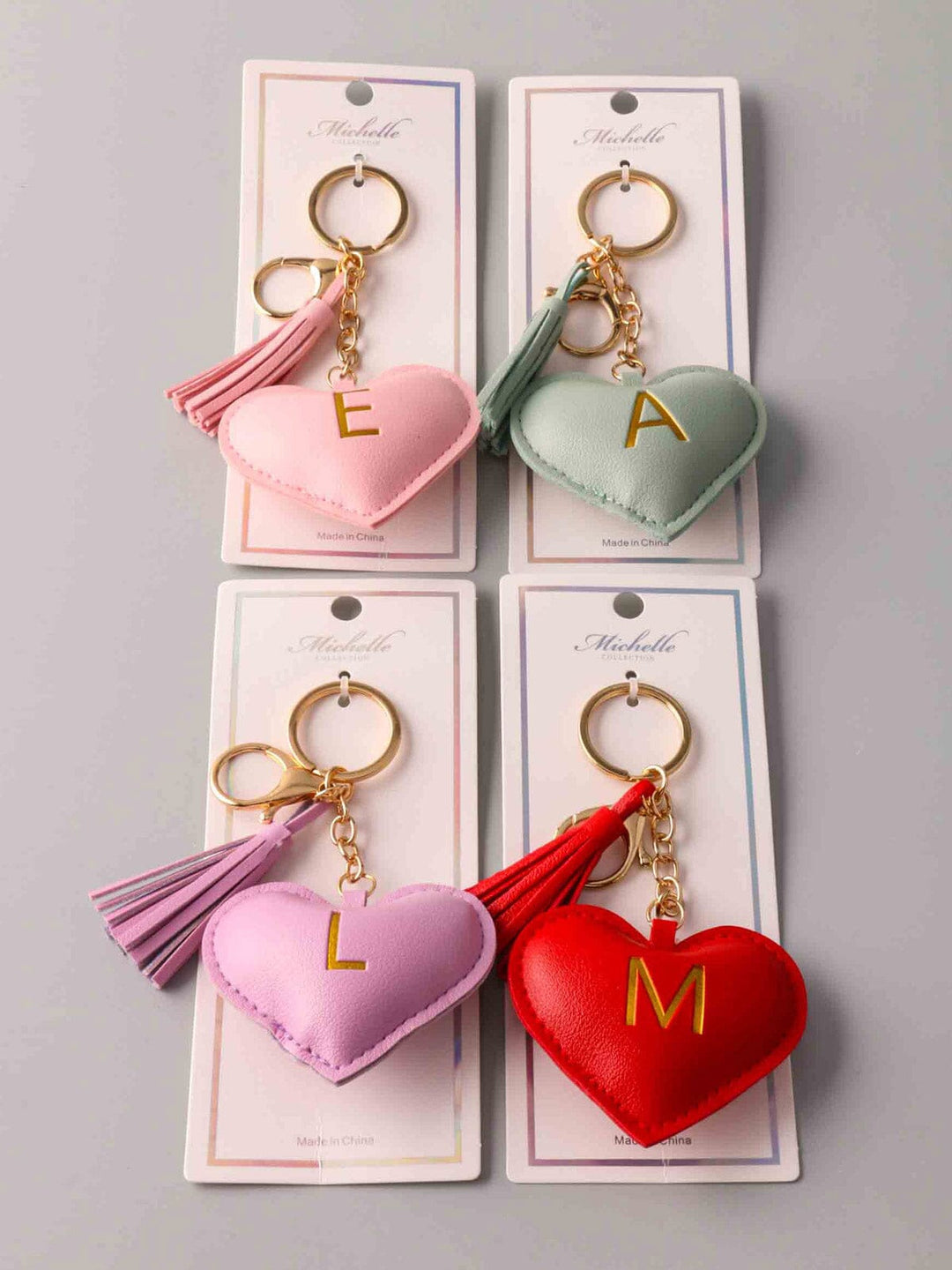 FASHION ASSORTED COLORS INITIALS KEYCHAIN