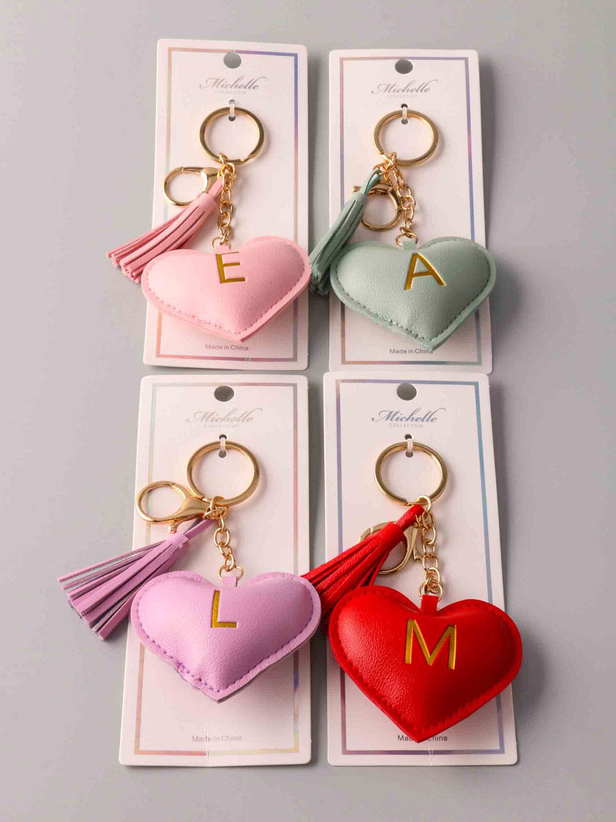 FASHION ASSORTED COLORS INITIALS KEYCHAIN