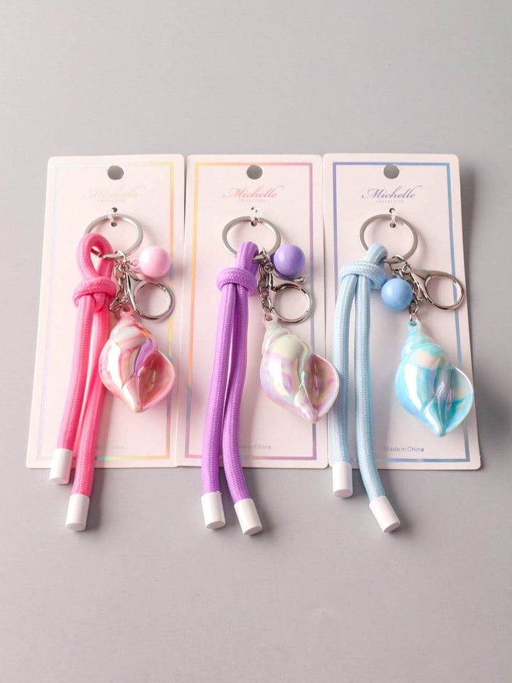 FASHION ASSORTED COLORS SEA SHELL PENDANT KEYCHAIN