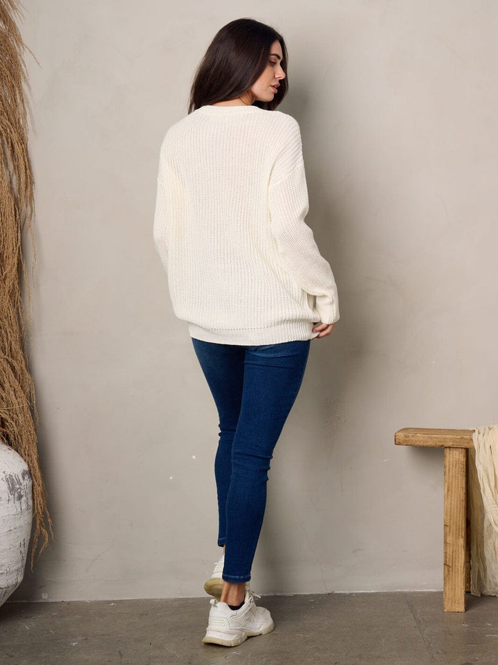 WOMEN'S LONG SLEEVE MULTI COLOR STRIPES SWEATER