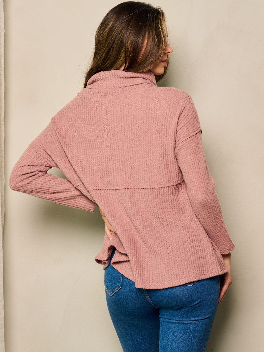 WOMEN'S LONG SLEEVE TURTLE NECK LOOSE FIT TOP