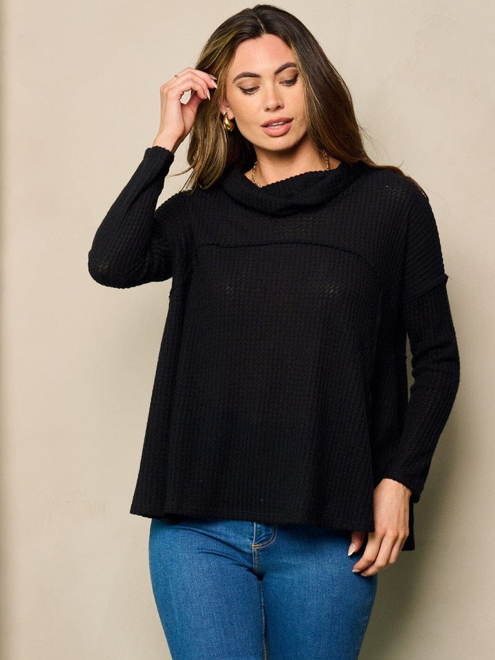 WOMEN'S LONG SLEEVE TURTLE NECK LOOSE FIT TOP