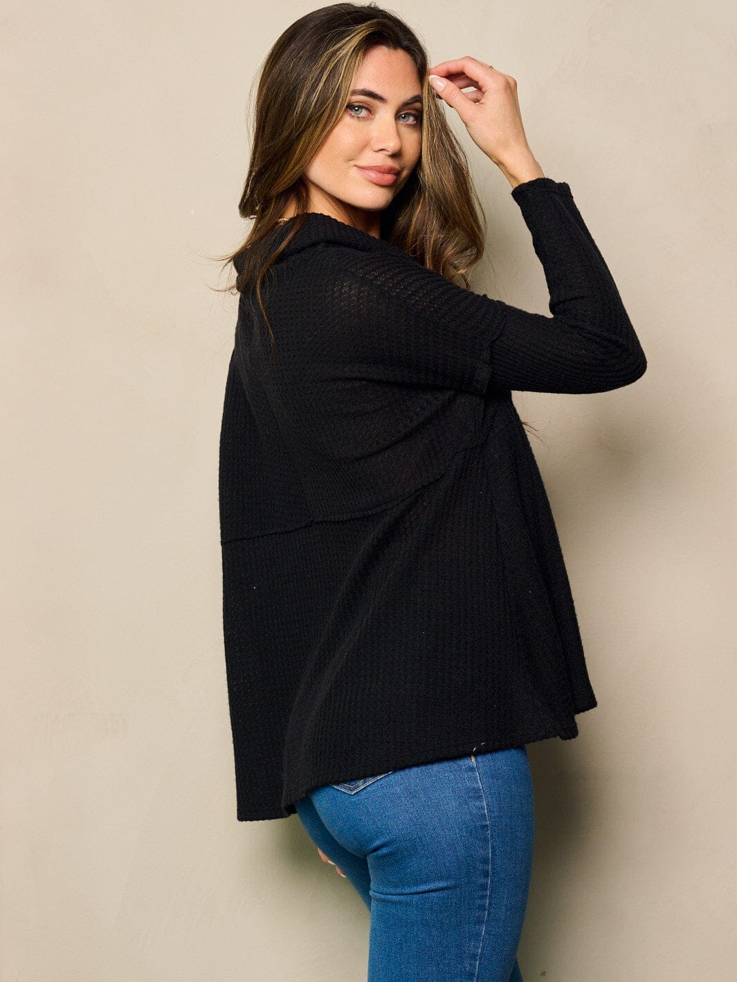WOMEN'S LONG SLEEVE TURTLE NECK LOOSE FIT TOP