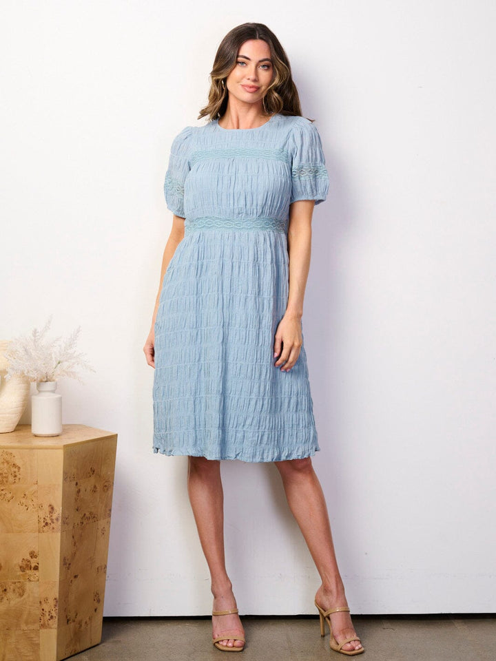 WOMEN'S SHORT PUFF SLEEVE RUCHED TIERED MINI DRESS