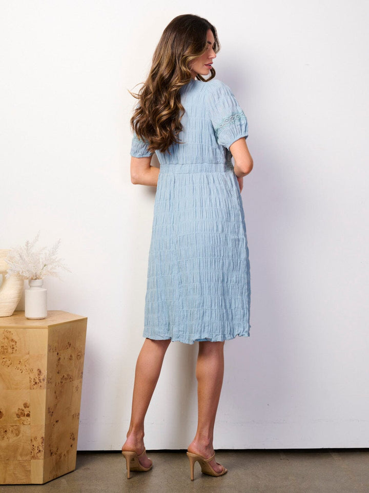 WOMEN'S SHORT PUFF SLEEVE RUCHED TIERED MINI DRESS