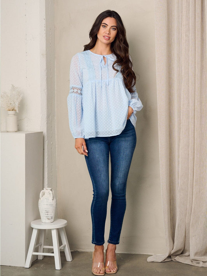 WOMEN'S LONG SLEEVE SWISS DOT TUNIC TOP