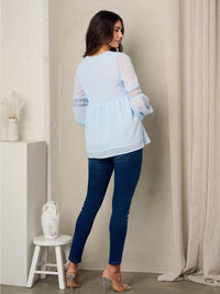 WOMEN'S LONG SLEEVE SWISS DOT TUNIC TOP