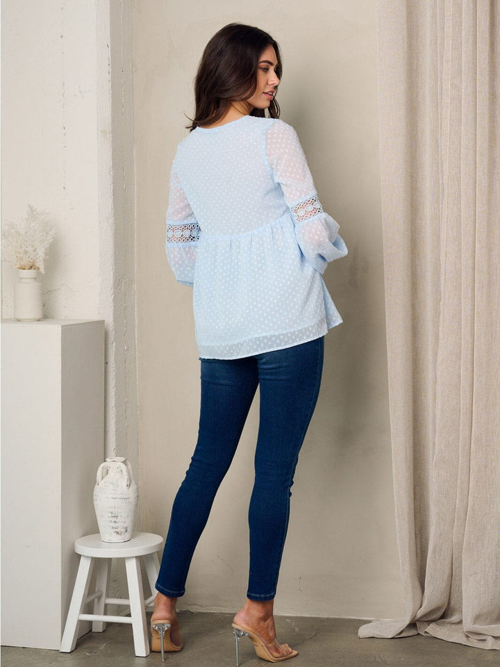 WOMEN'S LONG SLEEVE SWISS DOT TUNIC TOP