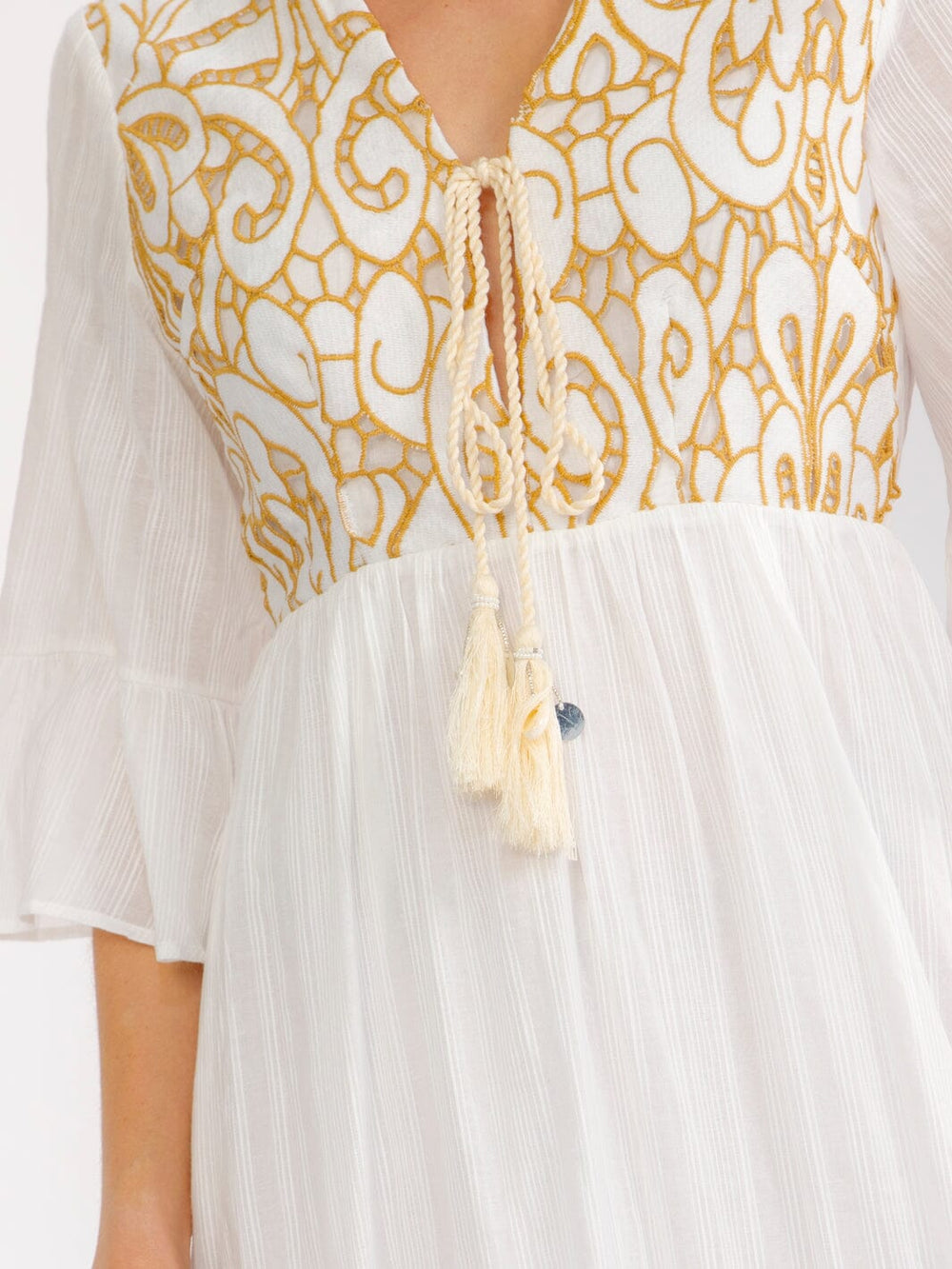 WOMEN'S SHORT SLEEVE V-NECK HIGH-LOW CROCHET MAXI DRESS