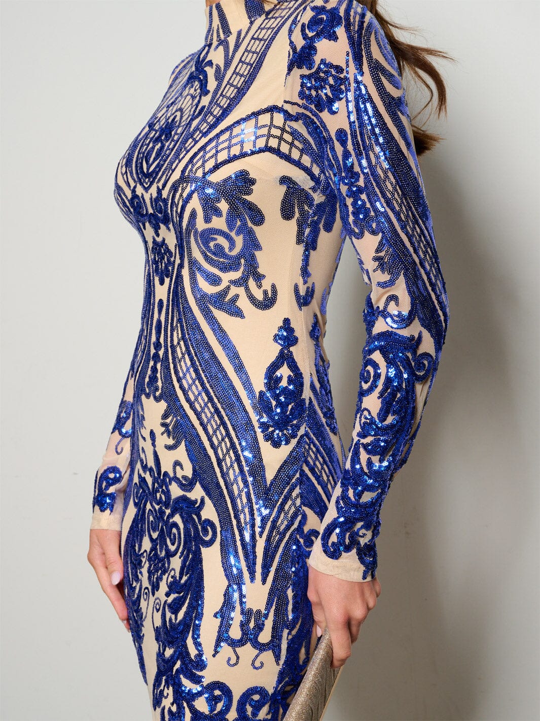 WOMEN'S LONG SLEEVE MOCK NECK BODYCON SEQUINS MINI DRESS –  Wholesalefashiontrends.com