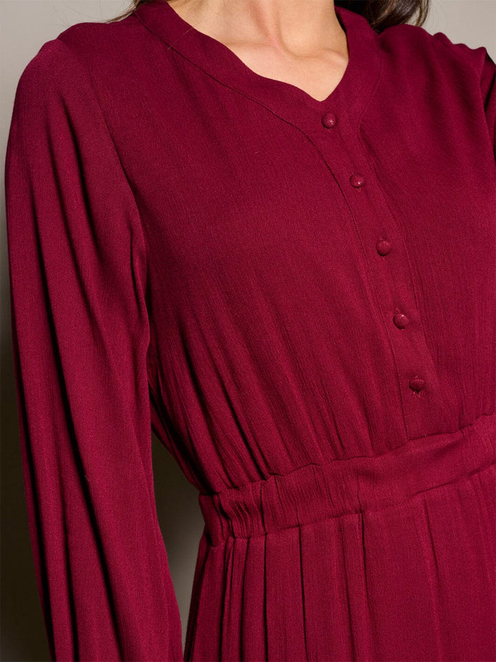 WOMEN'S LONG SLEEVE BUTTON UP TIERED MAXI DRESS