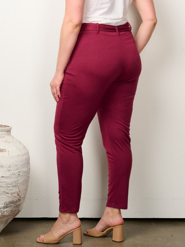 PLUS SIZE ZIP UP SELF TIE POCKETS SKINNY PANTS