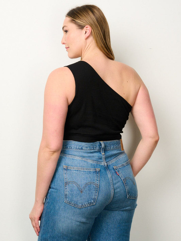 PLUS SIZE ONE SHOULDER CROP TOP