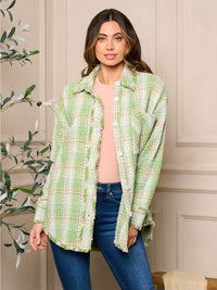 WOMEN'S LONG SLEEVE BUTTON CLOSURE COLORBLOCK JACKET