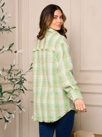 WOMEN'S LONG SLEEVE BUTTON CLOSURE COLORBLOCK JACKET