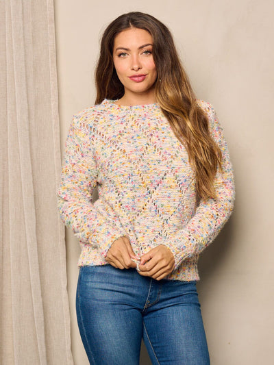WOMEN'S LONG SLEEVE MULTI COLORS PULLOVER SWEATER