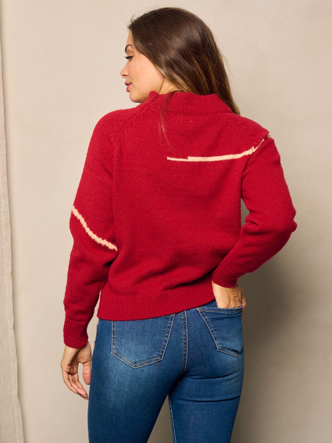 WOMEN'S LONG SLEEVE COLORBLOCK PULLOVER SWEATER