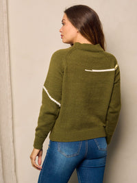 WOMEN'S LONG SLEEVE COLORBLOCK PULLOVER SWEATER