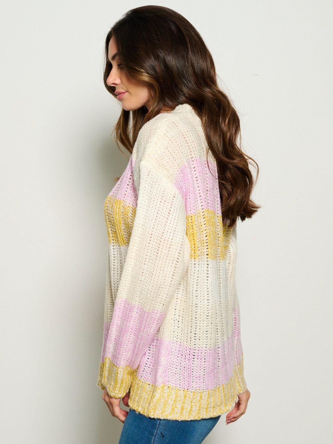 WOMEN'S LONG SLEEVE COLORBLOCK KNIT PULLOVER SWEATER