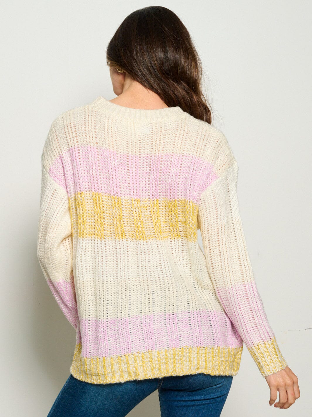 WOMEN'S LONG SLEEVE COLORBLOCK KNIT PULLOVER SWEATER