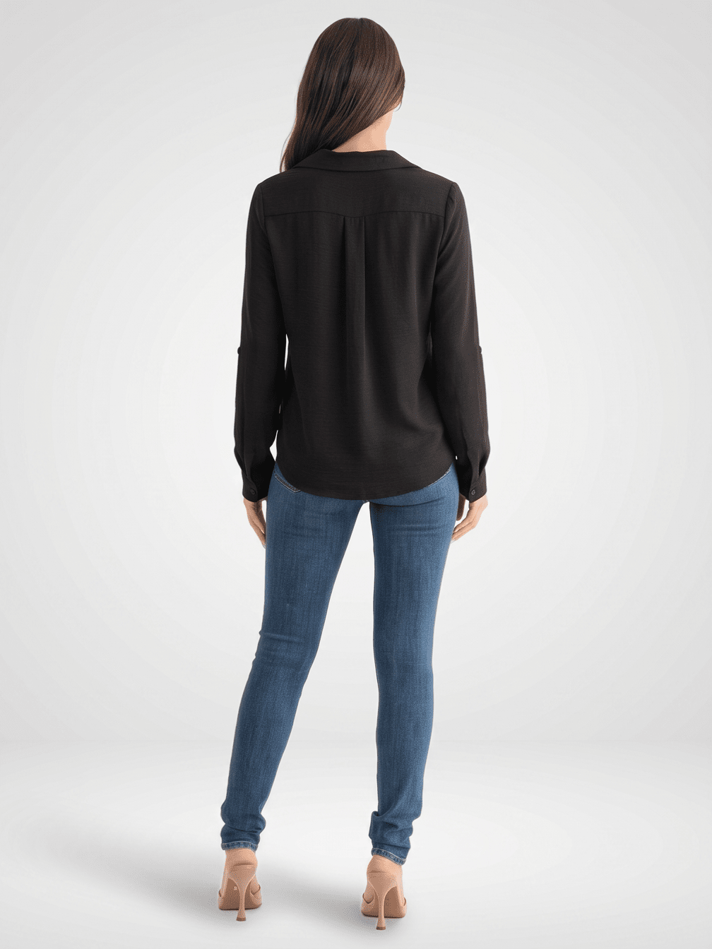 WOMEN'S LONG SLEEVE V-NECK BLOUSE