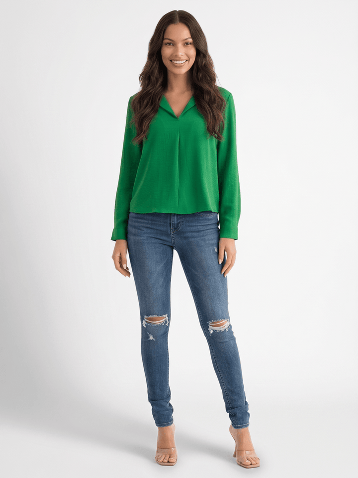 ***************WOMEN'S LONG SLEEVE V-NECK BLOUSE