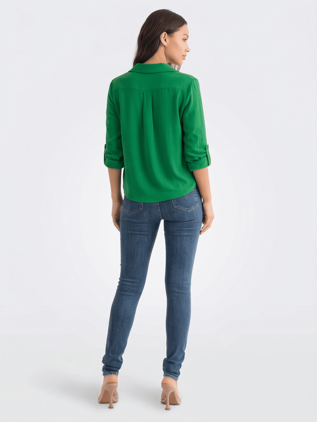 WOMEN'S LONG SLEEVE V-NECK BLOUSE