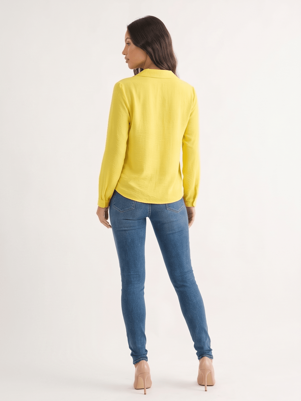 WOMEN'S LONG SLEEVE V-NECK BLOUSE