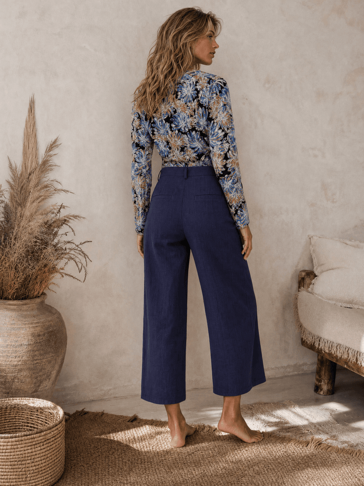 ********WOMEN'S BUTTON CLOSURE FRONT POCKETS WIDE LEG PANTS
