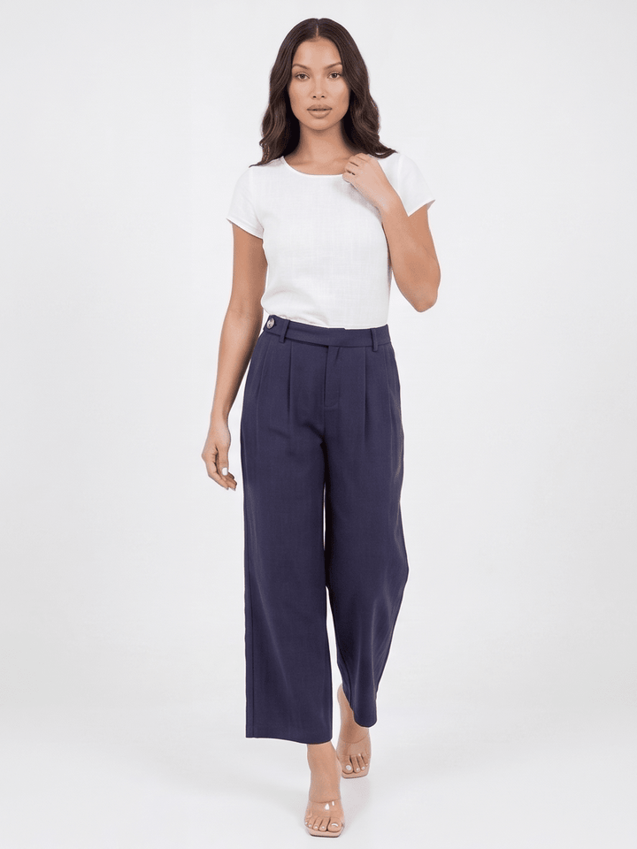 ********WOMEN'S BUTTON CLOSURE FRONT POCKETS WIDE LEG PANTS