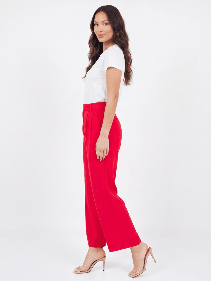 ********WOMEN'S BUTTON CLOSURE FRONT POCKETS WIDE LEG PANTS