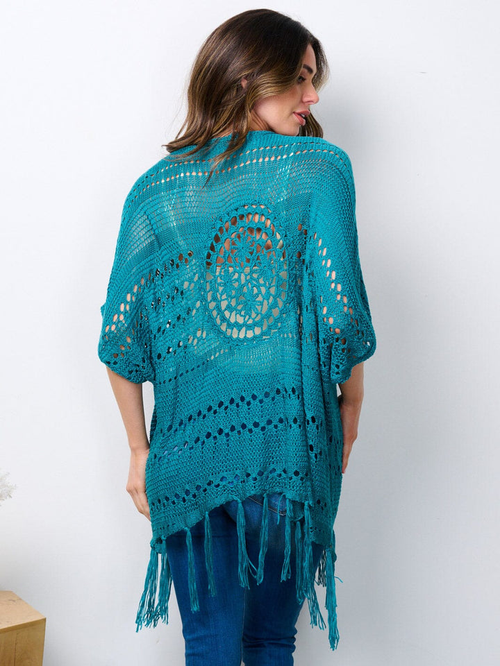 WOMEN'S SHORT SLEEVE OPEN FRONT KNIT CARDIGAN