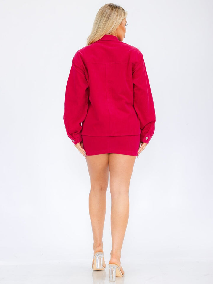 WOMEN'S LONG SLEEVE BUTTON CLOSURE CORDUROY SHIRT TOP