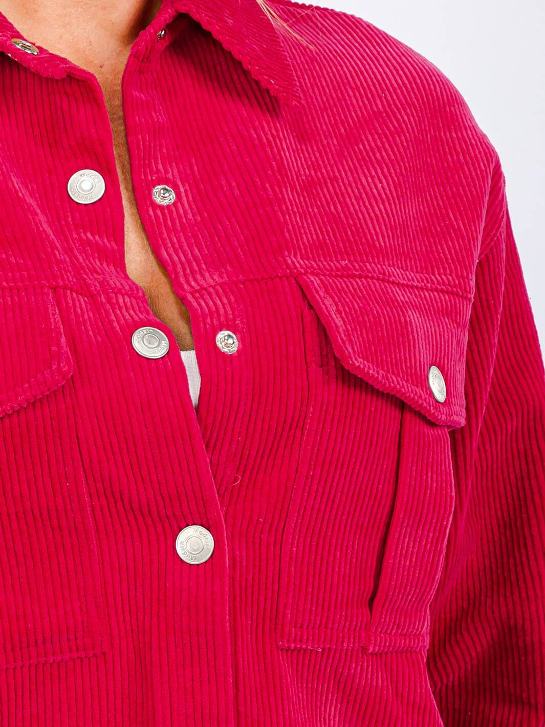 WOMEN'S LONG SLEEVE BUTTON CLOSURE CORDUROY SHIRT TOP
