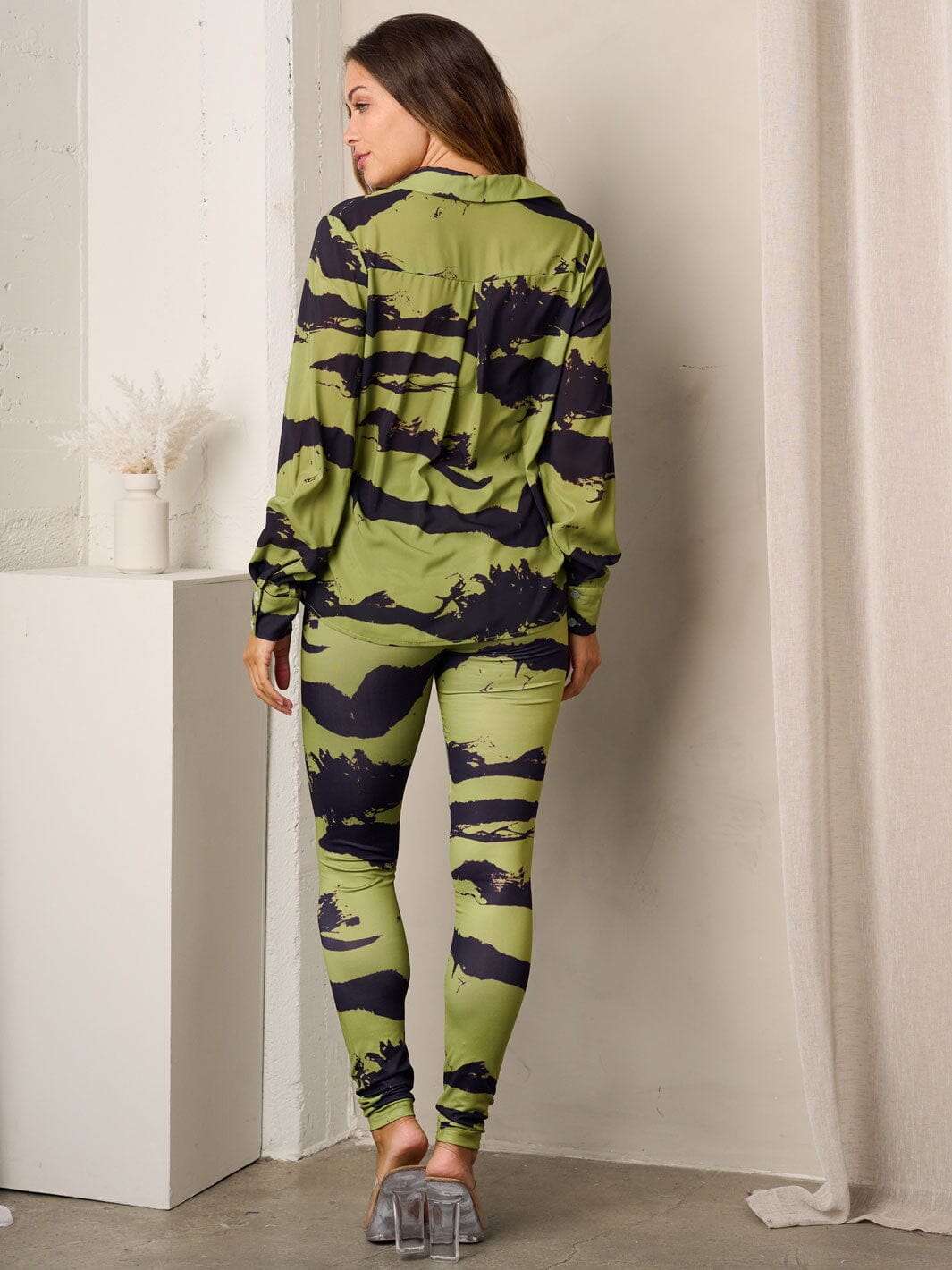 WOMEN'S LONG SLEEVE TOP & SKINNY PANTS MULTI PRINT SET