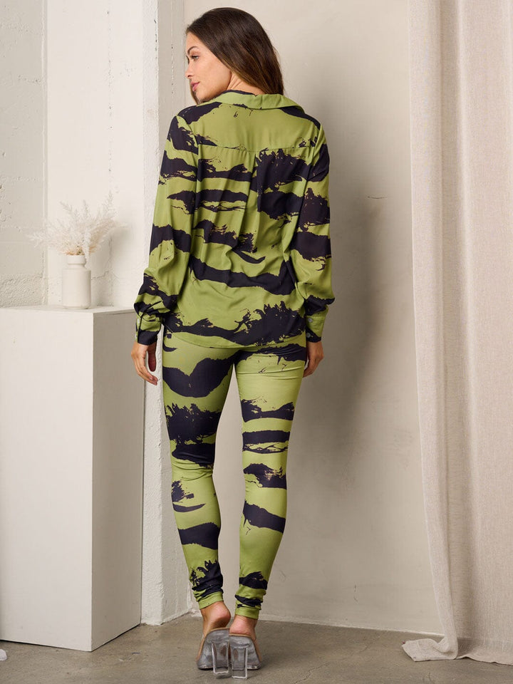 WOMEN'S LONG SLEEVE TOP & SKINNY PANTS MULTI PRINT SET