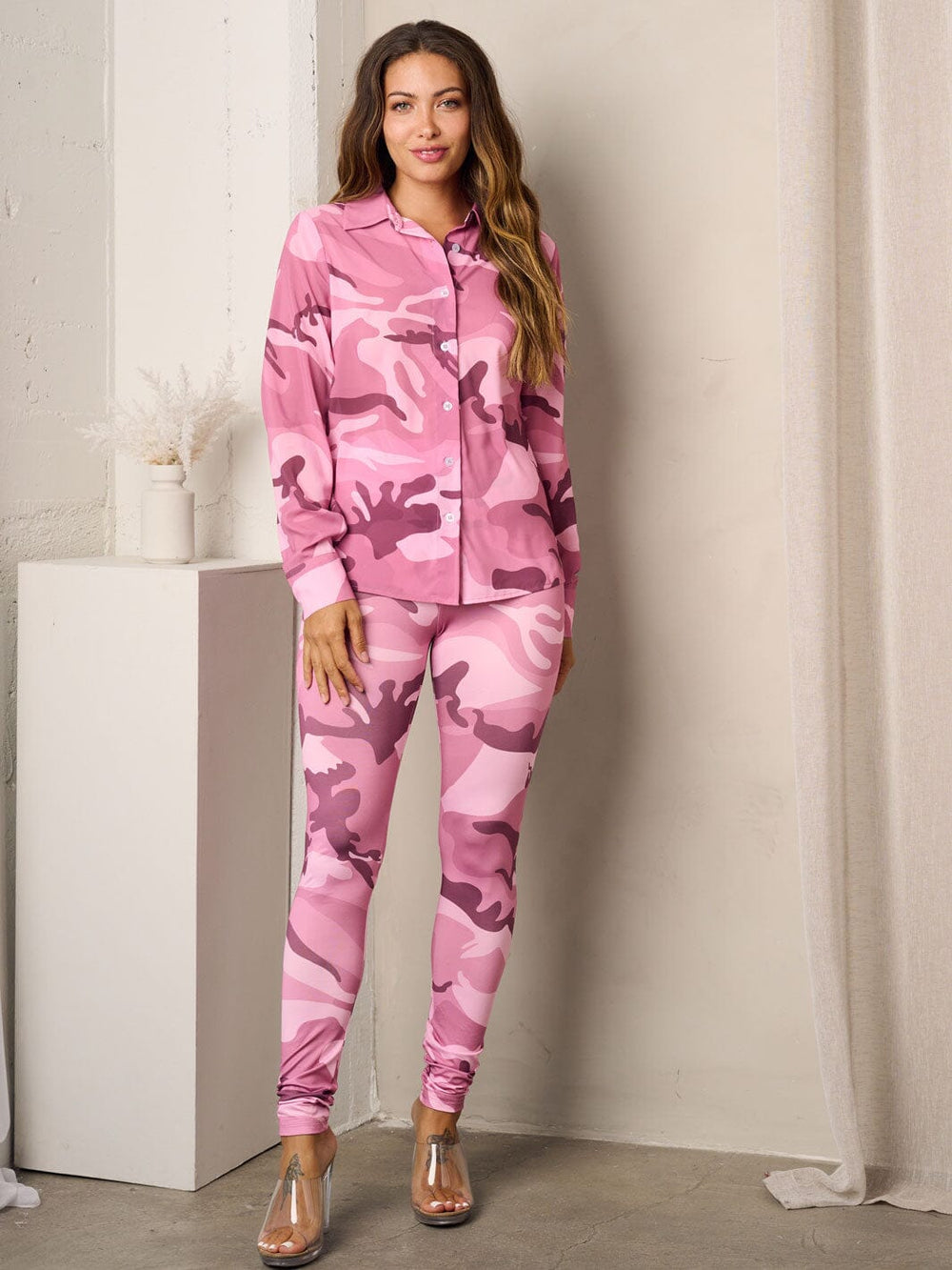 WOMEN'S LONG SLEEVE TOP & SKINNY PANTS MULTI PRINT SET