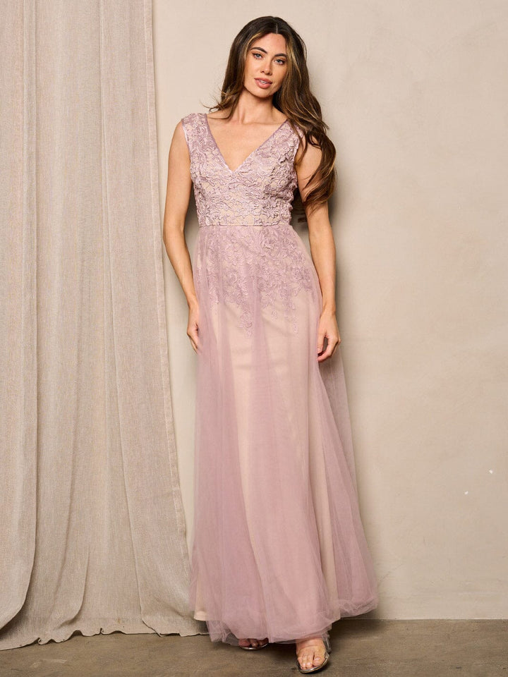 Copy of WOMEN'S LONG SLEEVE V-NECK LACE BODYCON MAXI DRESS